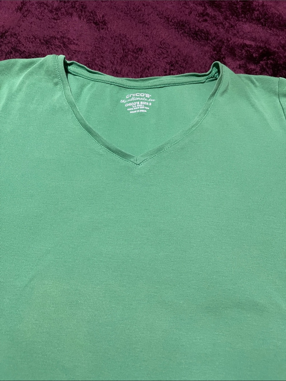 Chico's Mint Green V‑Neck Short Sleeve Tee